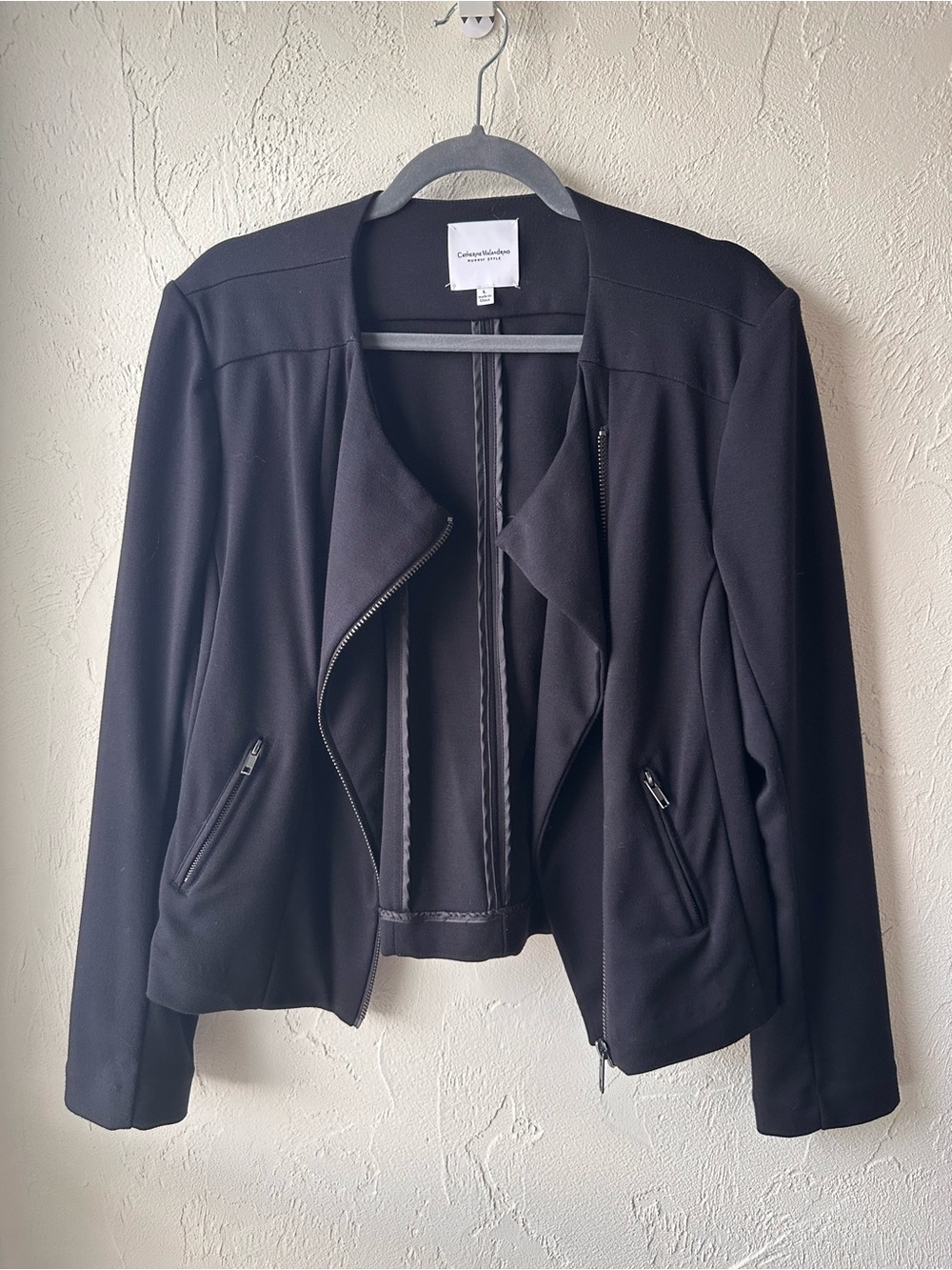 🖤 Catherine Malandrino - Black Open-Front Zip Blazer - Size: L